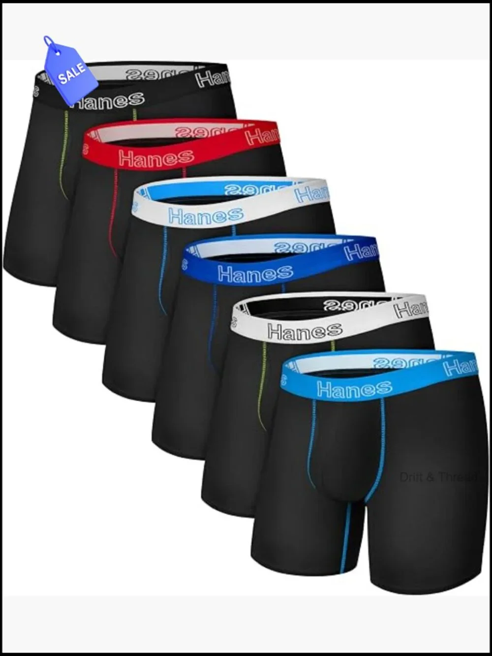 Men's Stretch Cotton Boxer Briefs 6-Pack Moisture Wicking No-Ride-Up